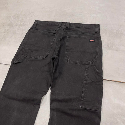 Loose Dickies carpenter jeans W32L30 90s skate style black thick canvas cargos