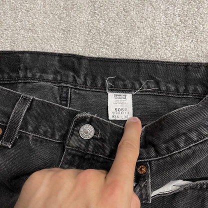 Levi's 505 straight fit jeans y2k faded black Regular straight leg denim pants red tab logo