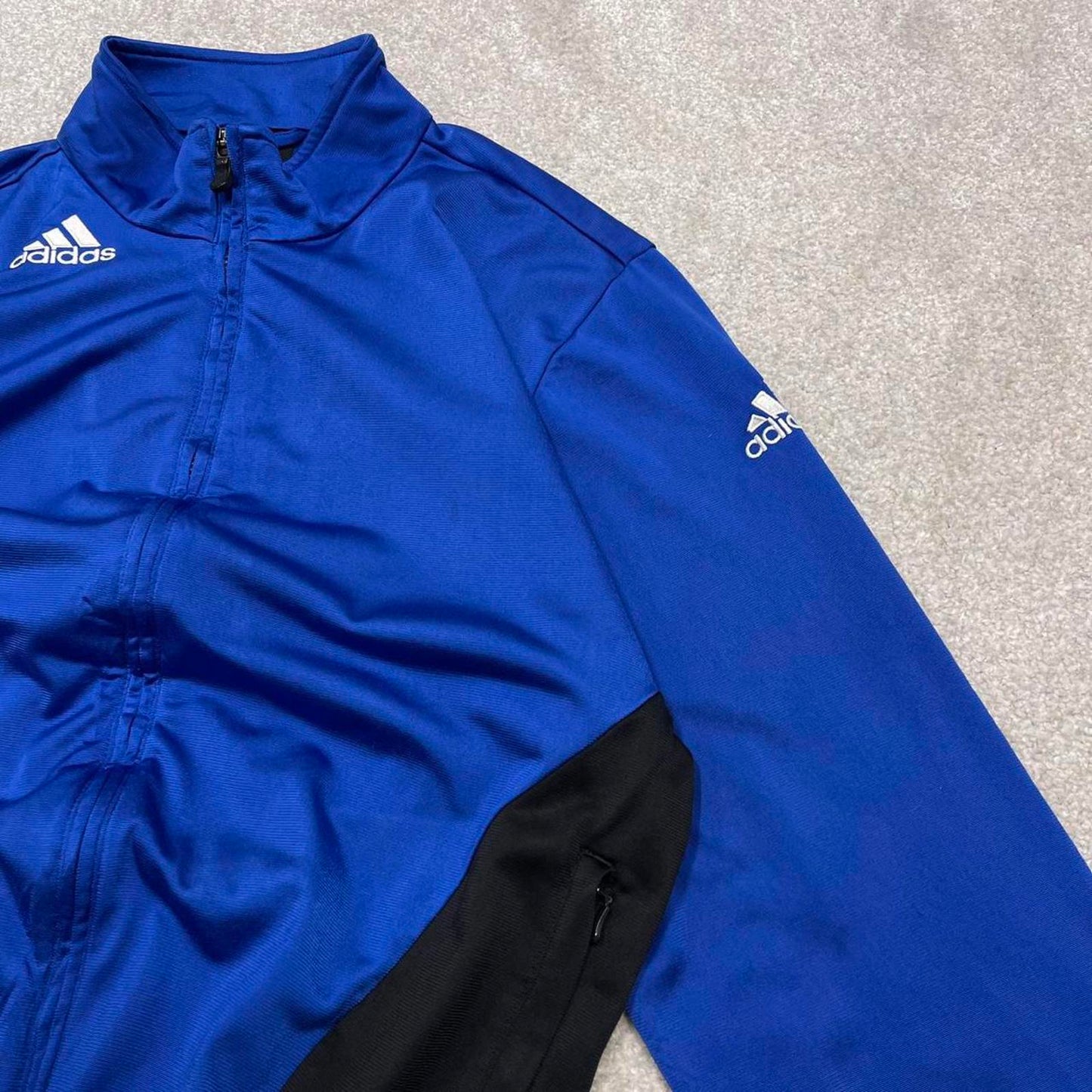 Vintage Adidas track jacket Medium men's y2k 00s style blue funky sports tracksuit