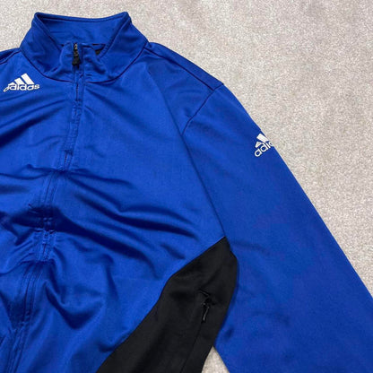 Vintage Adidas track jacket Medium men's y2k 00s style blue funky sports tracksuit