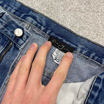 Y2K Sean John carpenter jeans blue Loose leg denim skate style cargo pants