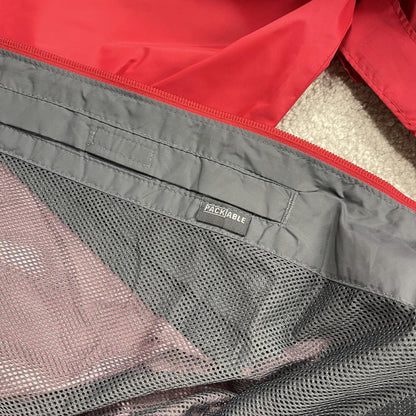 Columbia technical windbreaker jacket packable red grey two tone lightweight packable coat y2k