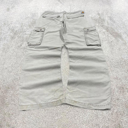 Beige Carhartt Cargo pants W31L32 Loose relaxed canvas utility pocket skate pants