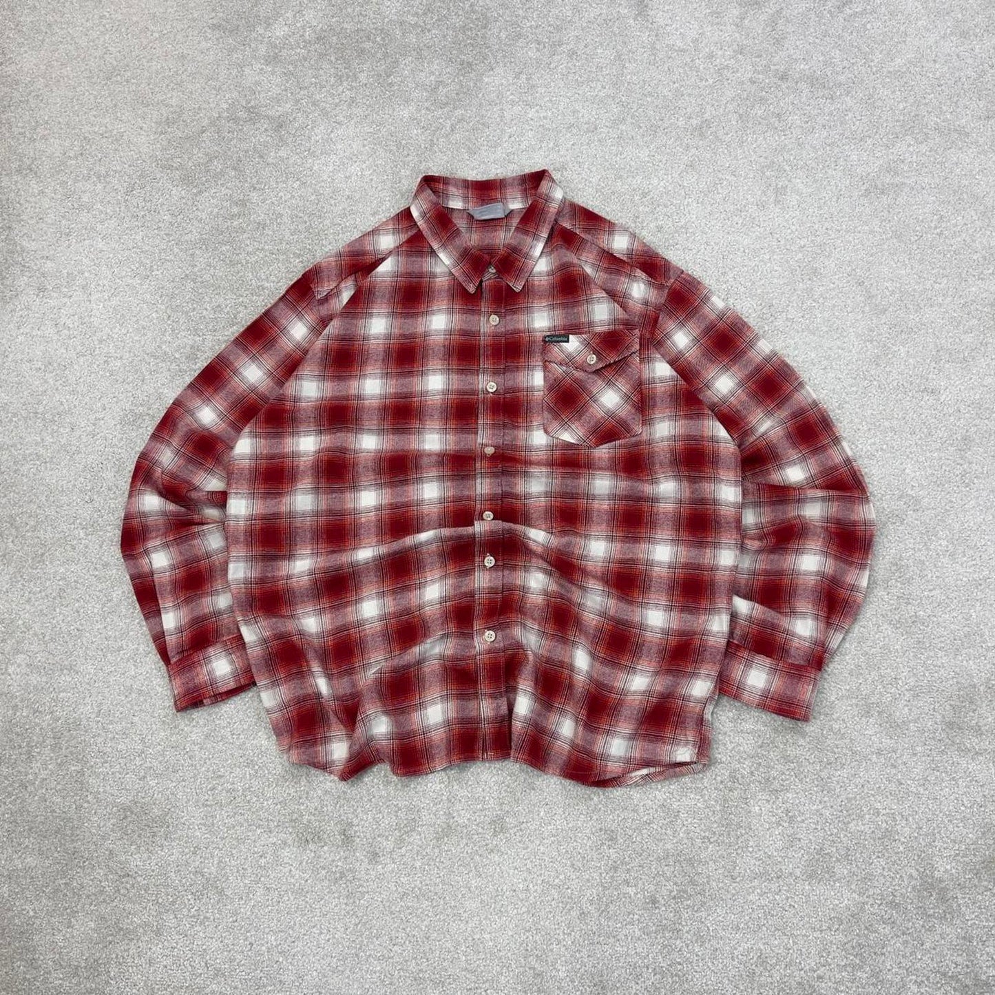 Red checkered Columbia technical flannel shirt XL men's long sleeve button up autumn y2k style