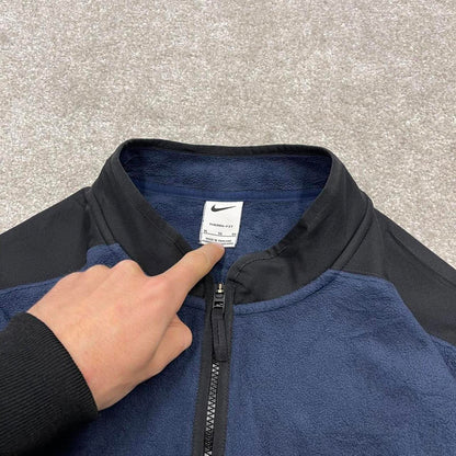 00s Nike technical fleece XL navy embroidered swoosh logo quarter zip pullover autumn y2k style