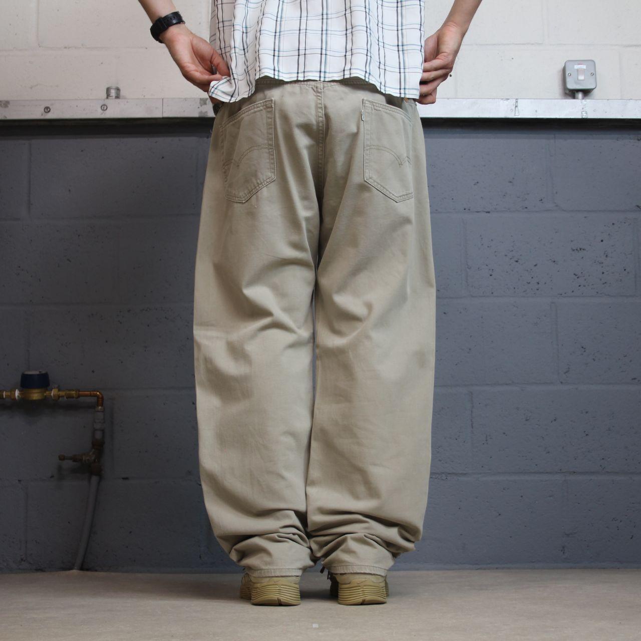Levi’s 505 straight fit jeans Y2K beige 100% cotton pants red tab logo