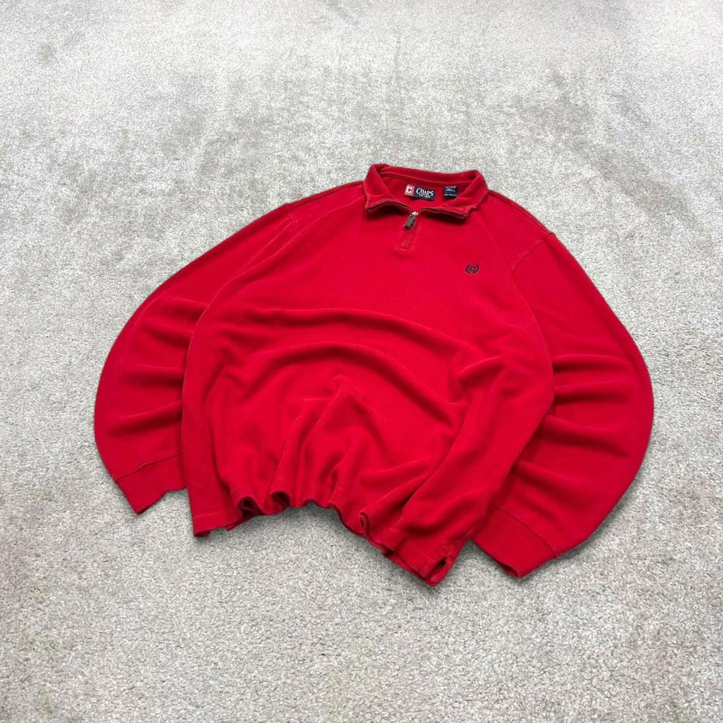 CHAPS knit quarter zip sweater jumper pull over XXL men's red knitted y2k 00s style