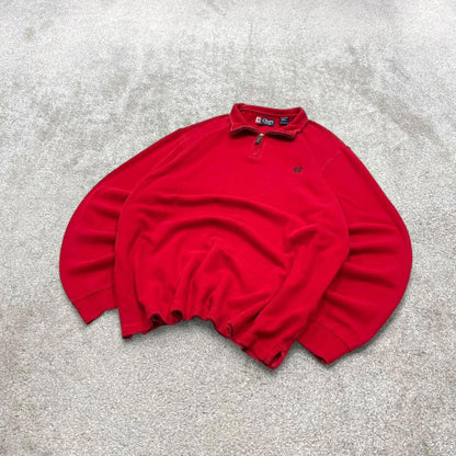CHAPS knit quarter zip sweater jumper pull over XXL men's red knitted y2k 00s style