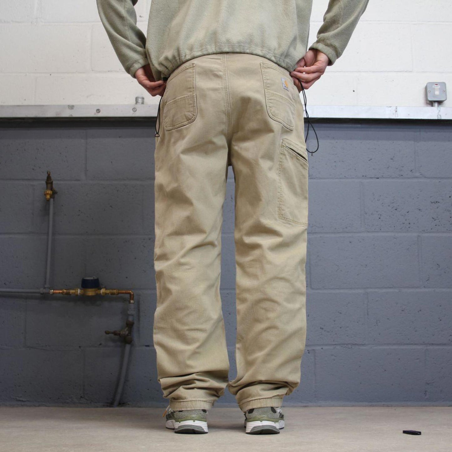 Vintage Y2K Carhartt carpenter jeans beige Relaxed fit fleece lined skate style workwear cargo pants