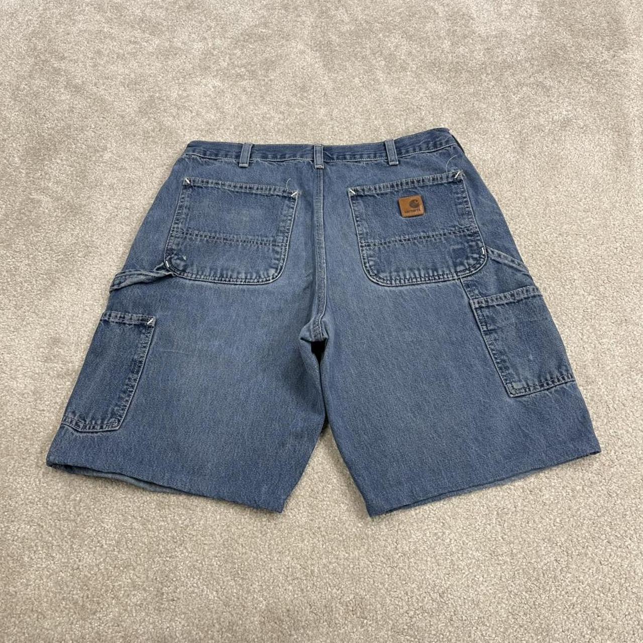 Carhartt carpenter denim shorts y2k faded blue Loose skater style work jorts