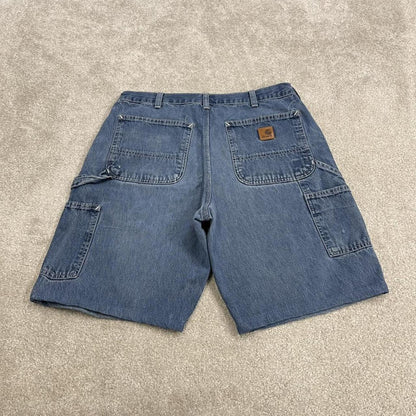 Carhartt carpenter denim shorts y2k faded blue Loose skater style work jorts