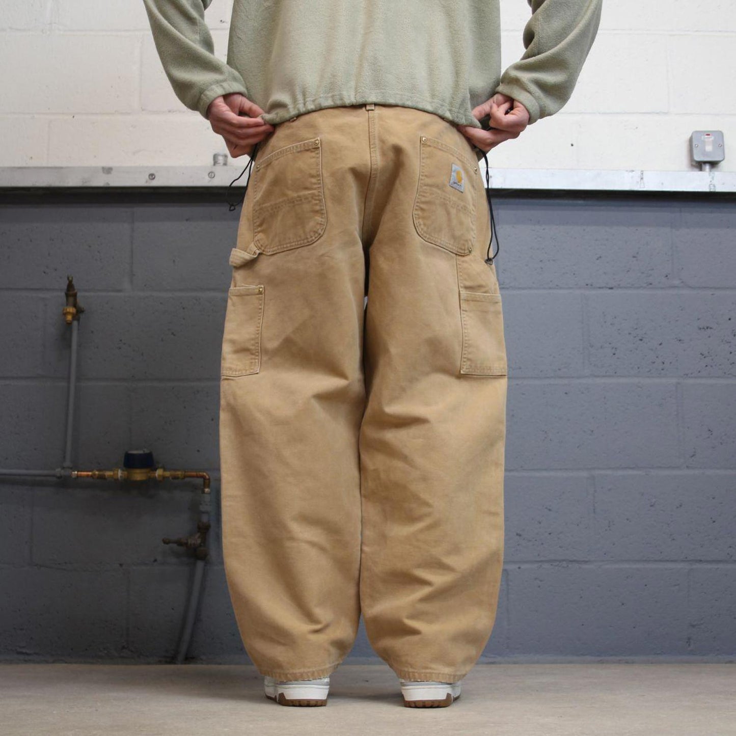 Y2k baggy fit Carhartt double knee work pants brown Loose wide-leg canvas skate trousers