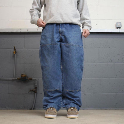 Vintage Y2K Baggy Dickies carpenter jeans blue denim double knee skater workwear pants streetwear