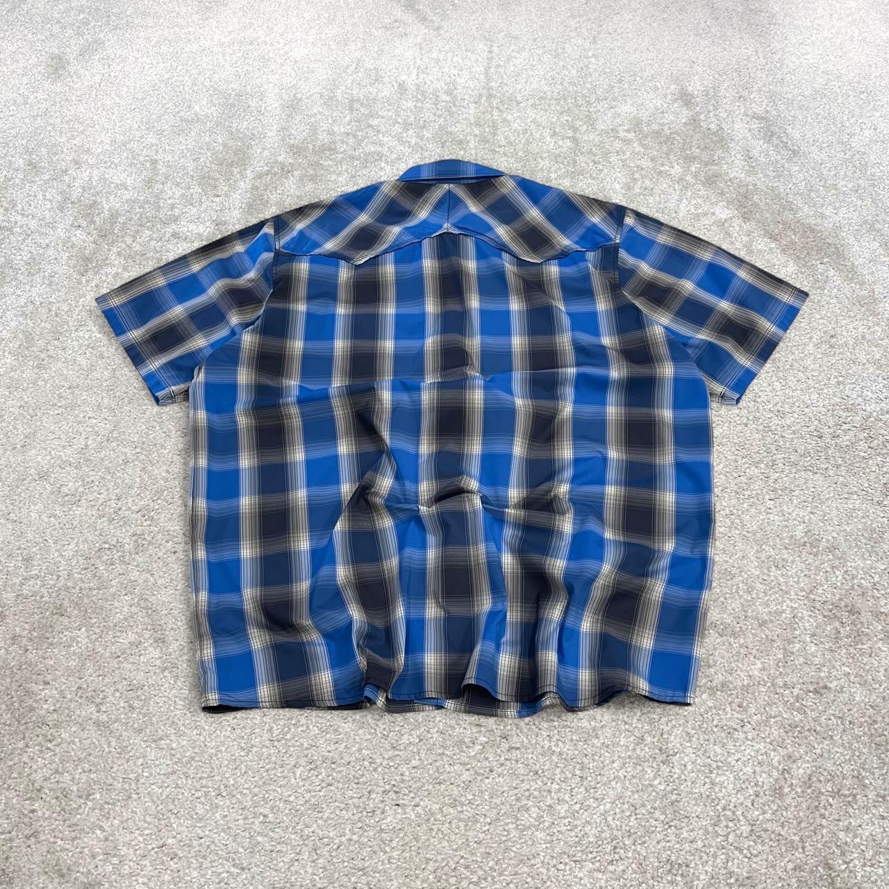 North face checkered short sleeve shirt y2k blue TNF festival surf style check shirt button summer