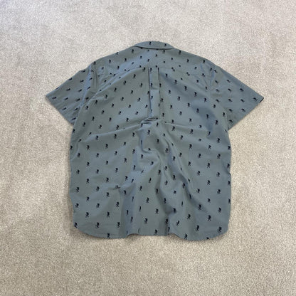 North Face funky pattern short sleeve shirt blue grey TNF surf style summer festival shirt
