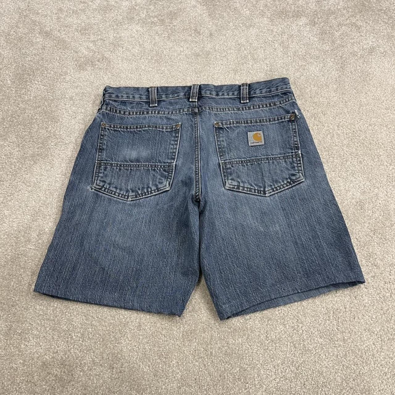 Carhartt denim shorts y2k faded blue Loose skater style work jorts