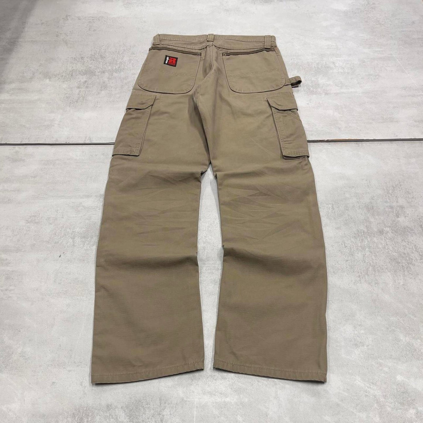 Khaki Wrangler double knee carpenter jeans W30L32 loose canvas 90s skater style cargos