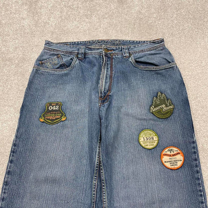 Y2K embroidered baggy Enyce jeans wide leg blue Loose fit denim skater style pants