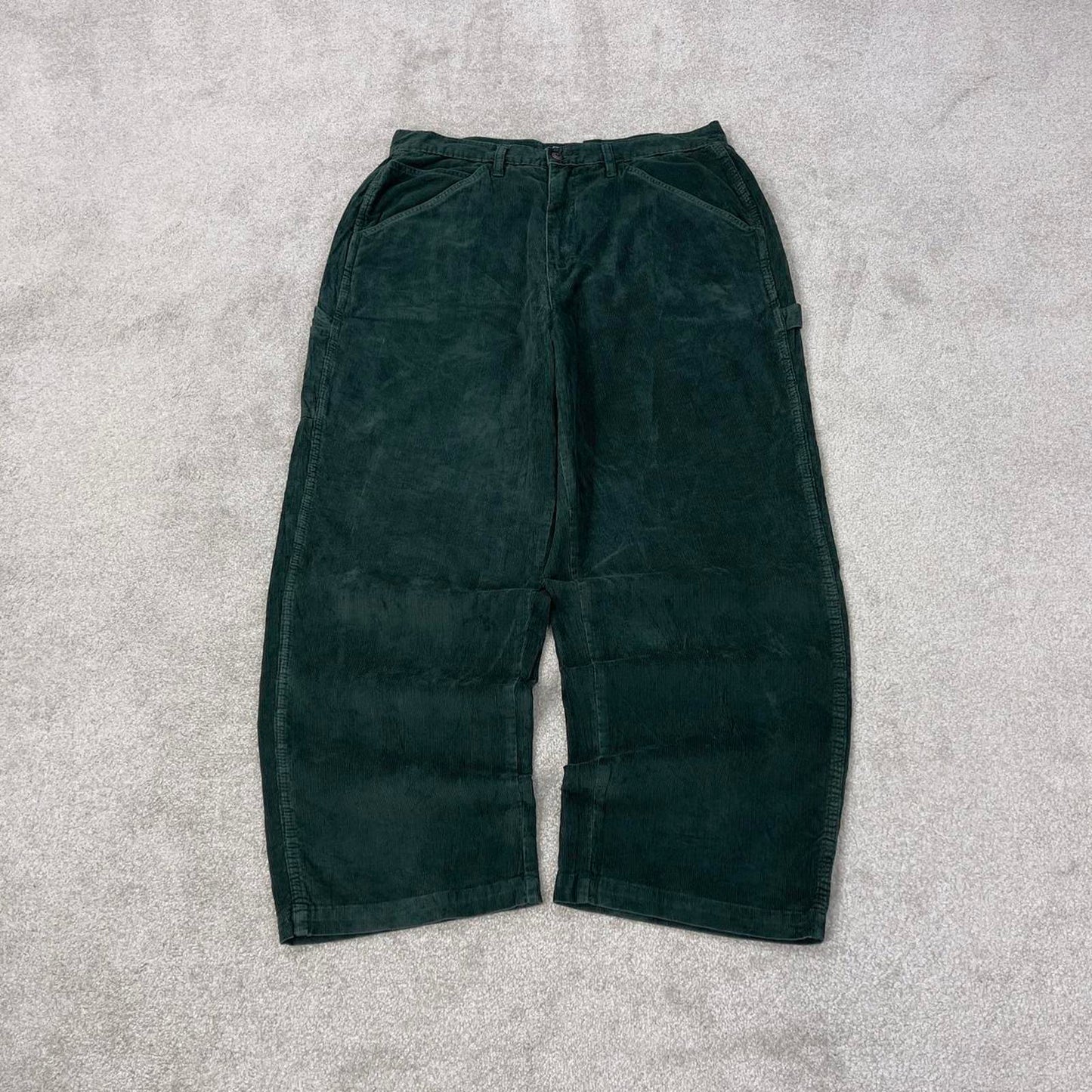 Green Venezia Jeans corduroy carpenter trousers W36L30 extra baggy cord pants 90s skate style
