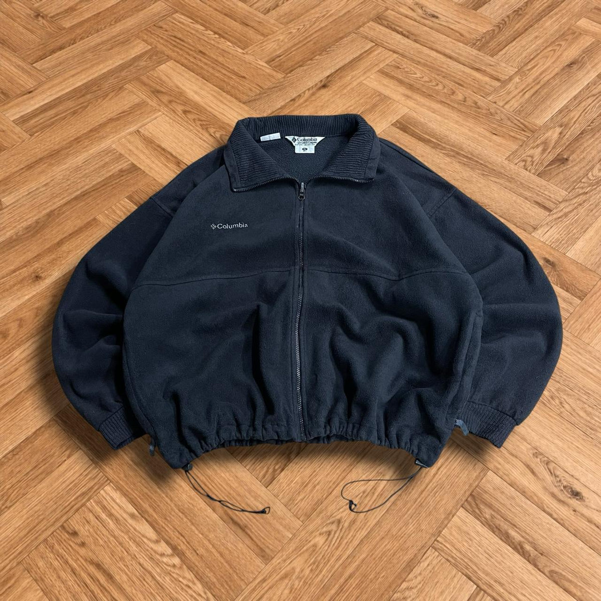 Y2K Colombia technical fleece black Full zip autumn adjustable technical fleece