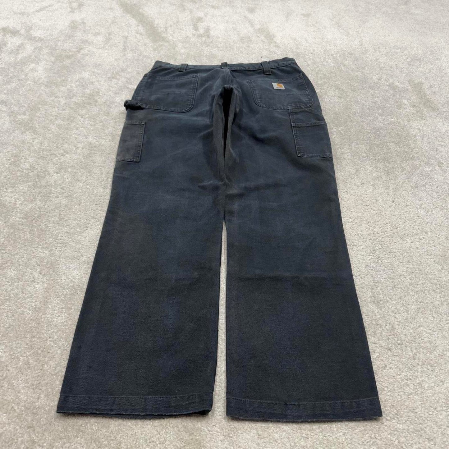 Carhartt double knee carpenter jeans black canvas W34L30 90s style thick loose leg cargos