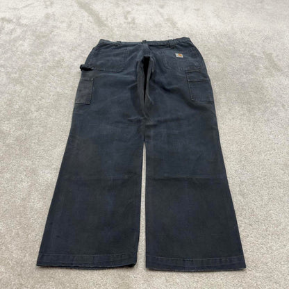 Carhartt double knee carpenter jeans black canvas W34L30 90s style thick loose leg cargos