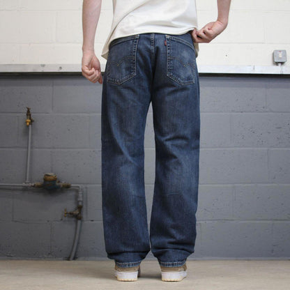 Blue Levis 505 jeans W36L30 blue loose straight leg y2k style pants red tab logo