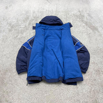 Vintage y2k Nike technical reversible jacket navy Fleece embroidered tech hooded windbreaker coat