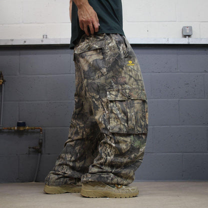 Vintage Mossy Oak baggy camo cargo pants khaki Loose leg camouflage Y2K hunting style trousers