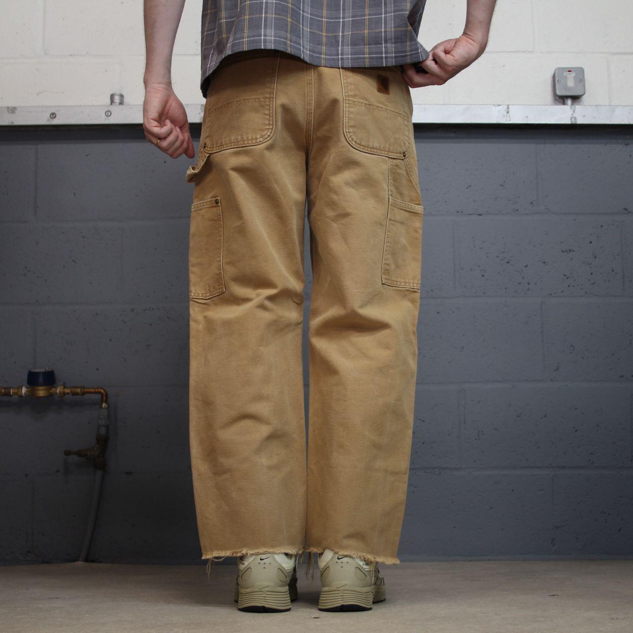 Y2K Carhartt double knee carpenter jeans tan Loose leg canvas skate style workwear cargo pants