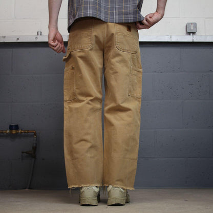 Y2K Carhartt double knee carpenter jeans tan Loose leg canvas skate style workwear cargo pants