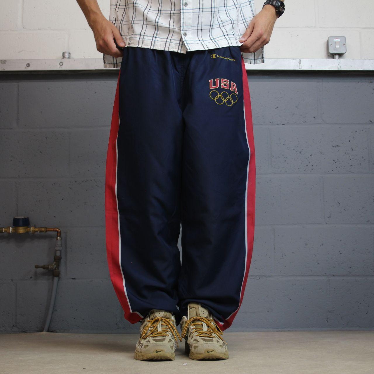 Vintage Champion USA Olympics baggy tracksuit bottoms navy XL