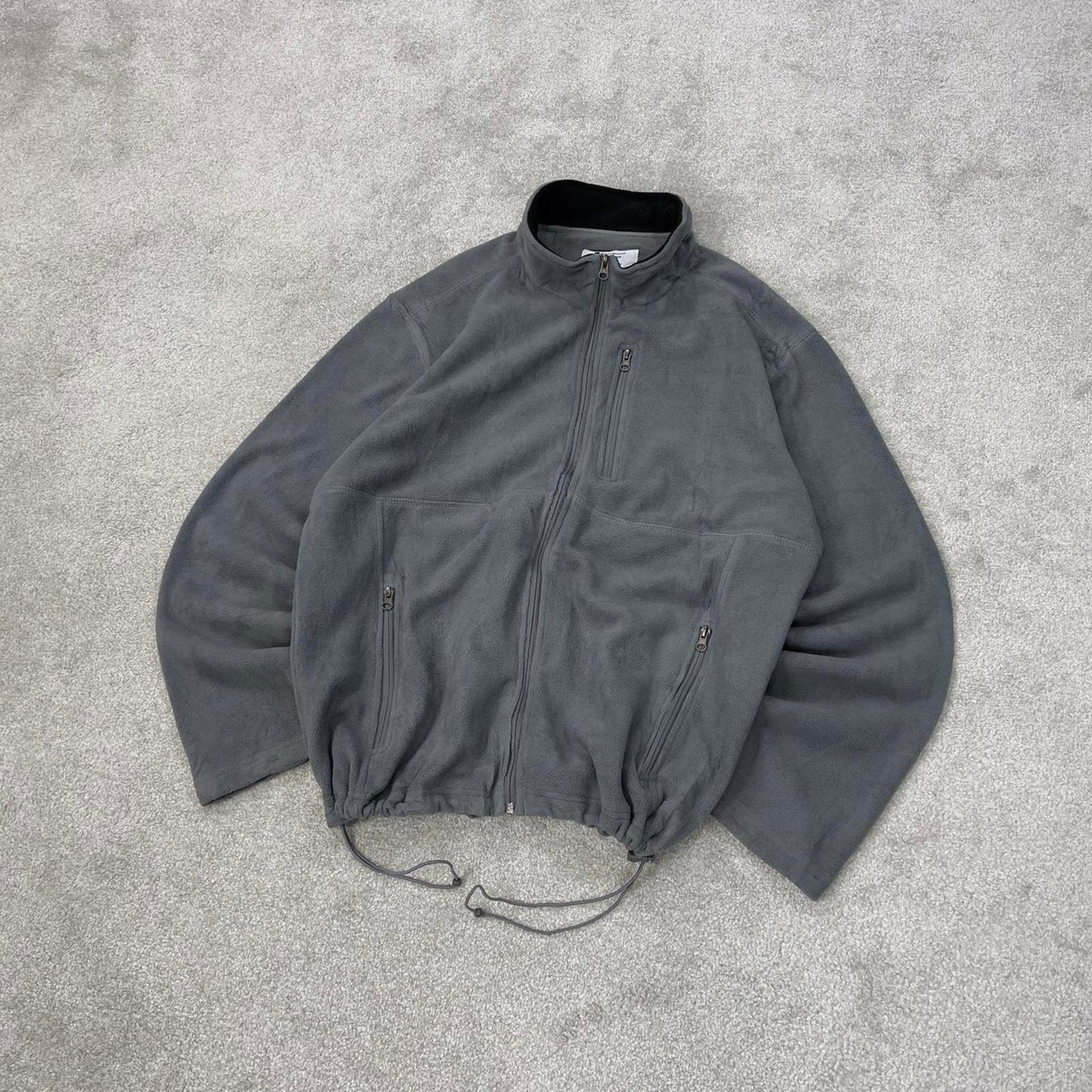 Grey Champion technical zip up fleece XXL y2k style autumn adjustable waist