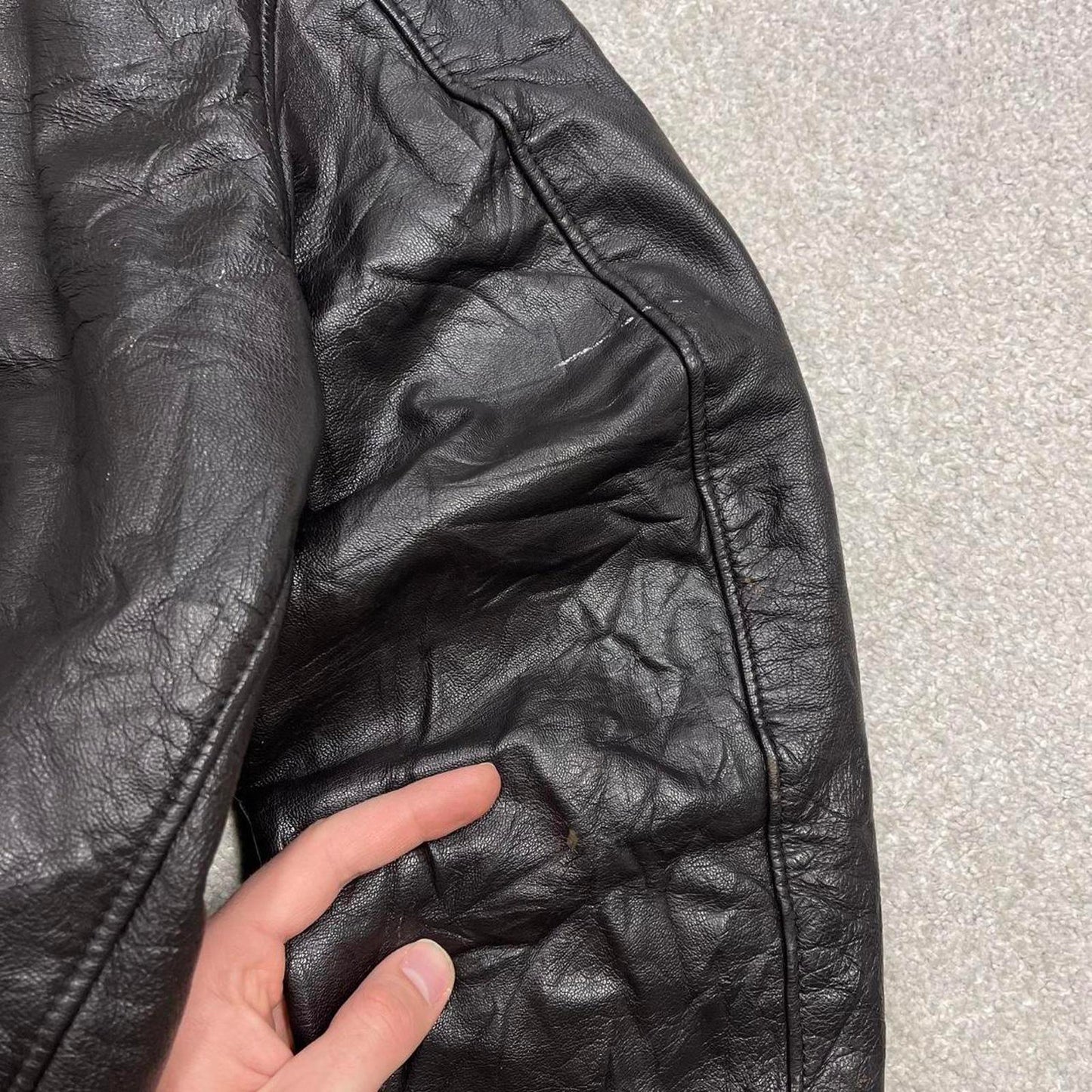 Vintage leather flight aviator bomber jacket brown L.L.Bean boxy genuine leather coat