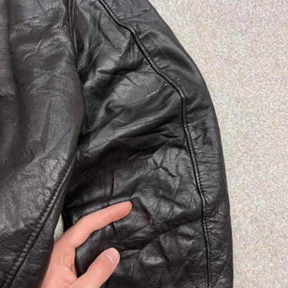 Vintage leather flight aviator bomber jacket brown L.L.Bean boxy genuine leather coat