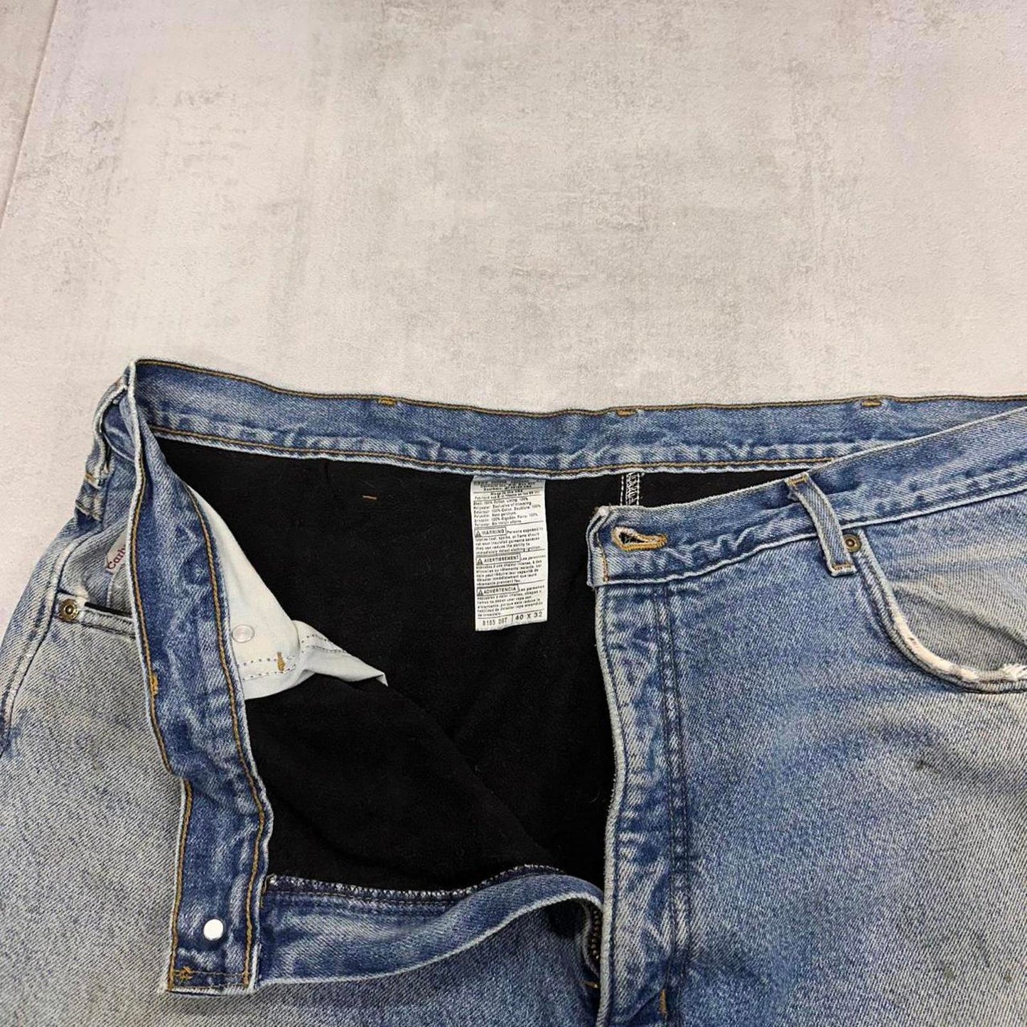 Blue Carhartt jeans W40L32 loose 90s style fleece lined denim pants skate style