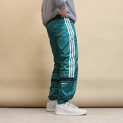 Adidas tracksuit bottoms S green y2k 90s style soft lined side stripe trackies
