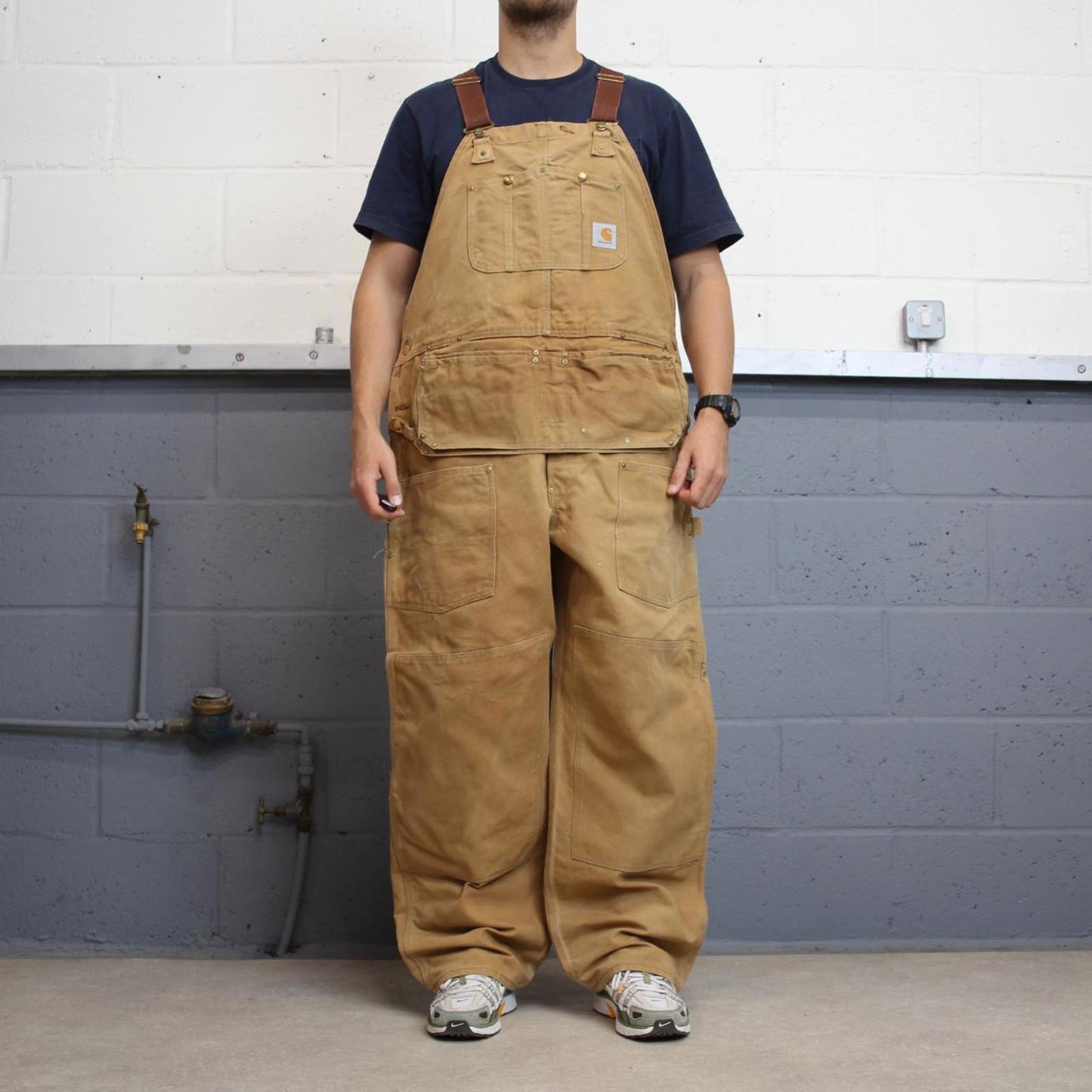Vintage Carhartt dungarees W48L32 mens canvas overalls tan utility worker