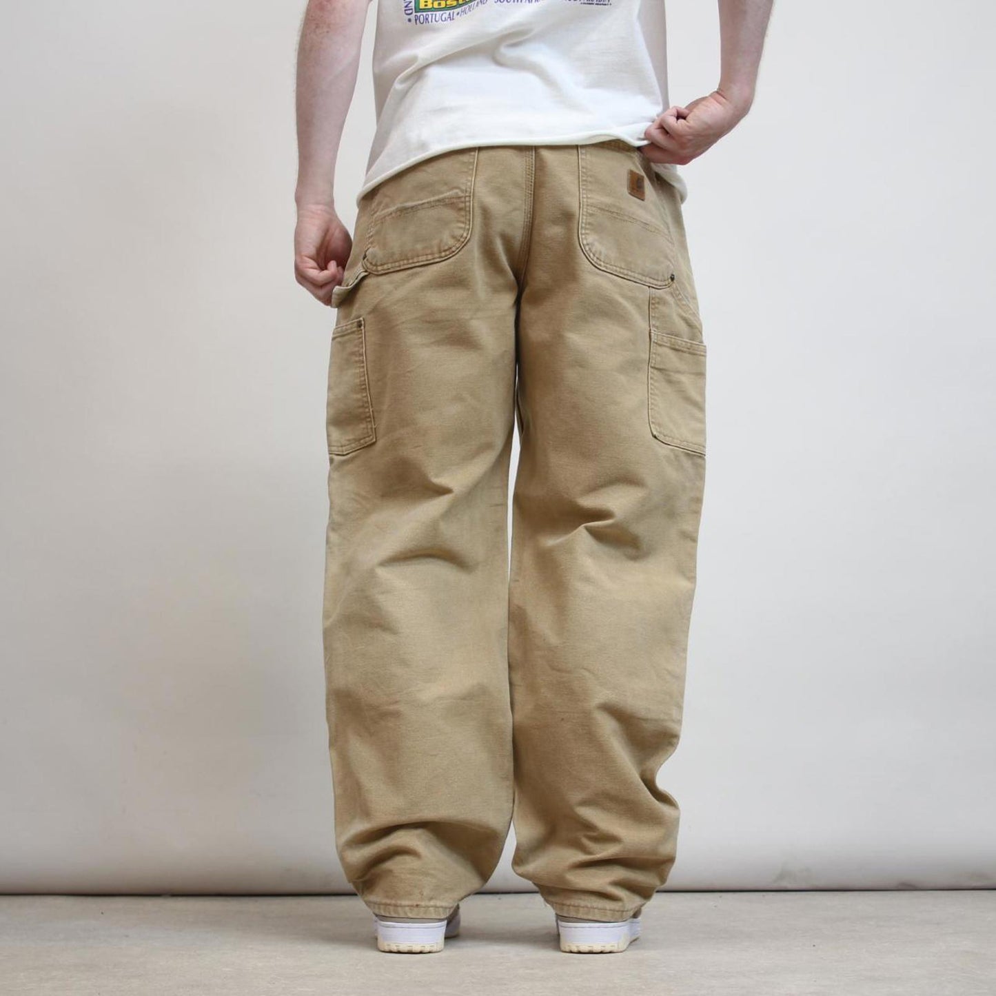 Baggy Carhartt double knee carpenter jeans W36 L32 tan 90s style skater cargos