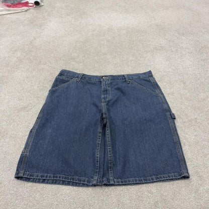 Denim carpenter shorts loose leg blue George skater style summer festival cargo jorts