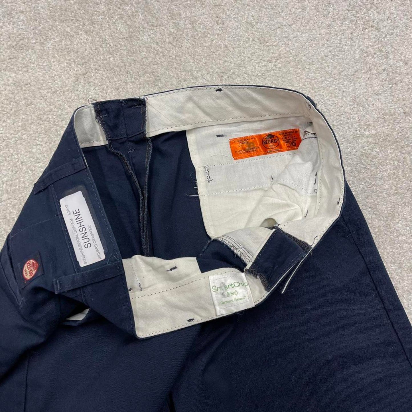 Navy Red Kap pants W34L31 loose y2k chino style skate trousers patch logo workwear