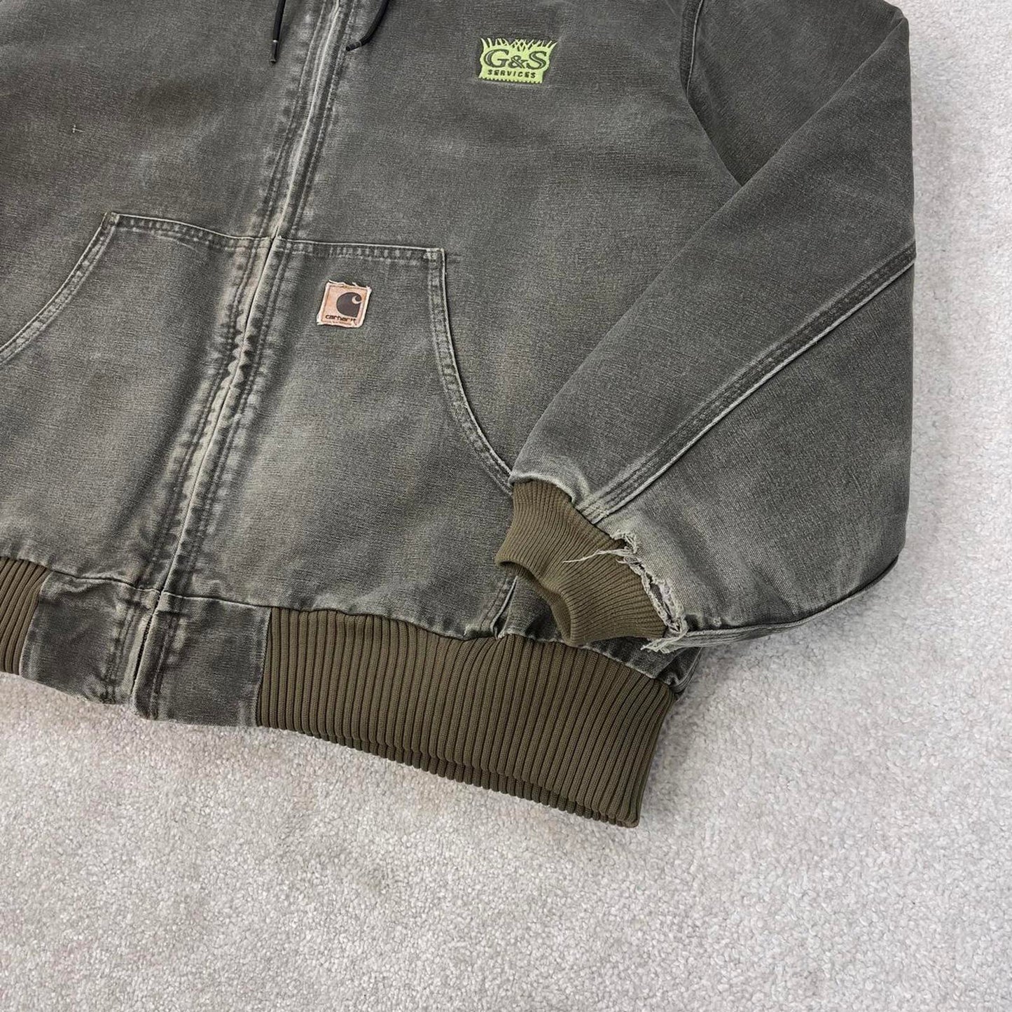 Vintage Green Carhartt hooded active jacket XXL canvas bomber