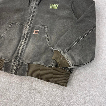 Vintage Green Carhartt hooded active jacket XXL canvas bomber