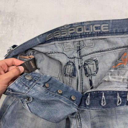 Y2K Denim Police jorts W32 00s style embroidered summer festival shorts