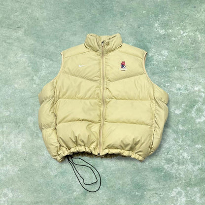Y2K Nike technical puffer gilet cream Thick padded adjustable body warmer autumn hockey