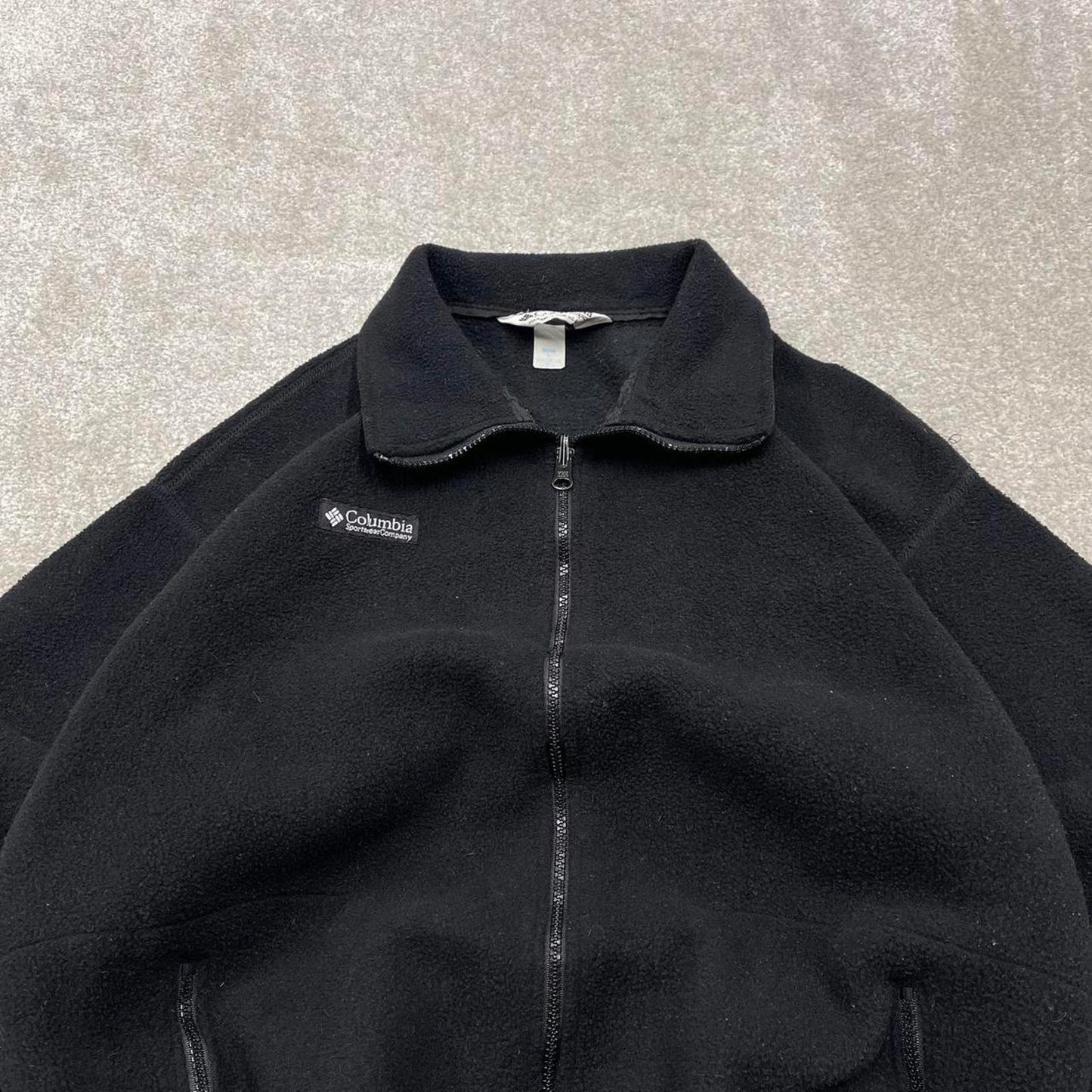 Y2K vintage Columbia technical fleece boxy fit black Patch logo full zip up autumn wear