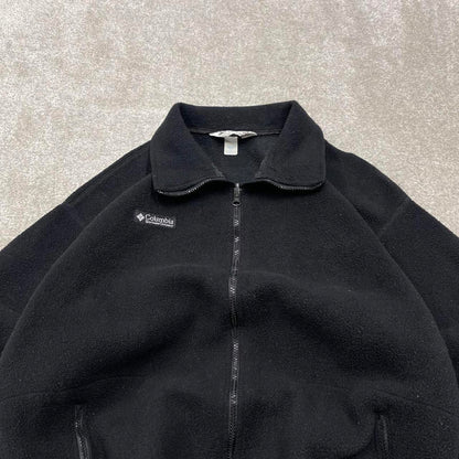 Y2K vintage Columbia technical fleece boxy fit black Patch logo full zip up autumn wear