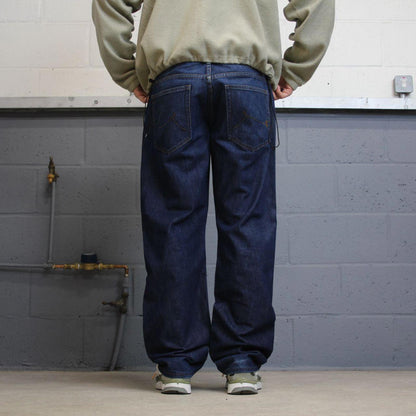 Vintage y2k embroidered Rocawear jeans blue Casual style 5 pocket straight leg denim pants
