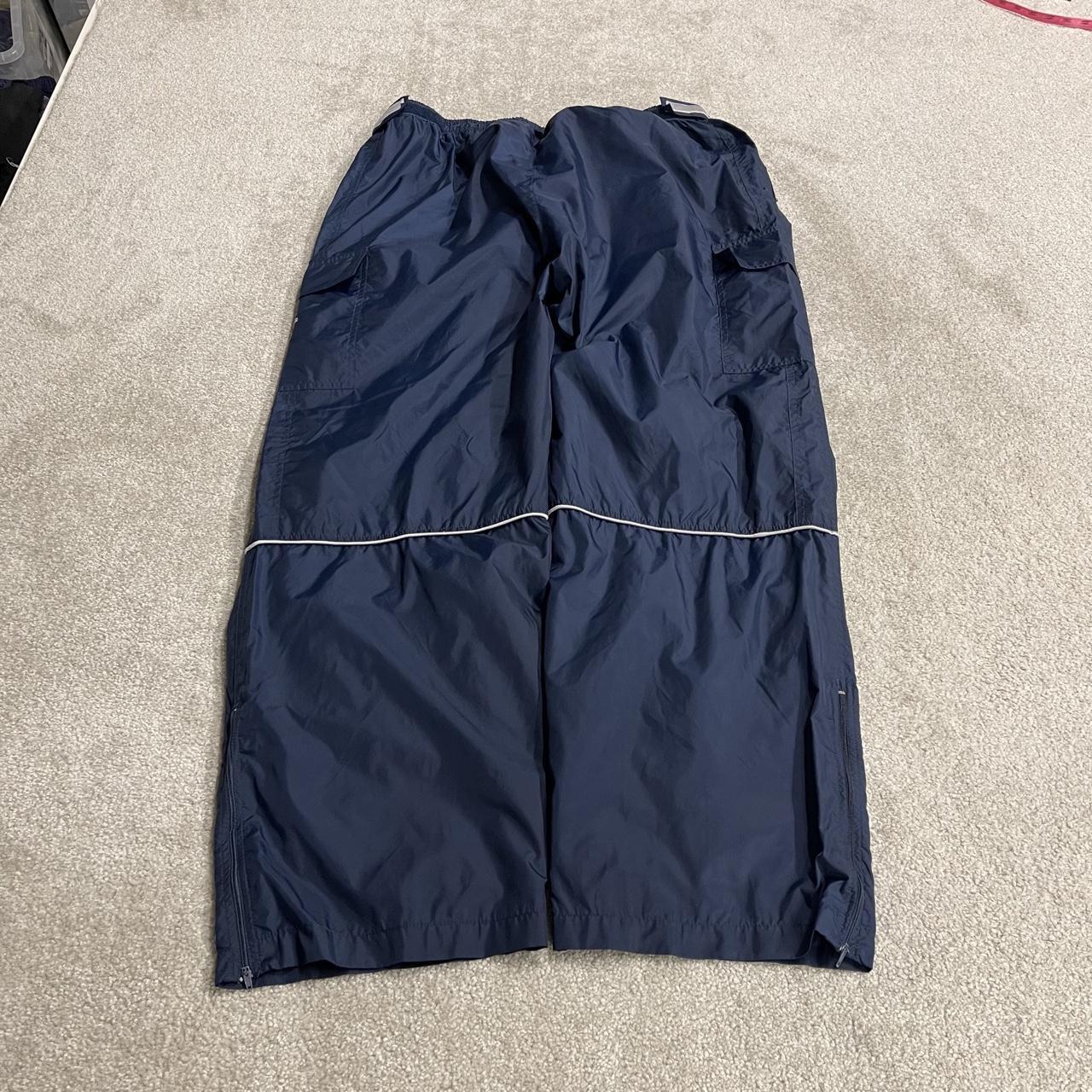 Vintage Starter baggy tracksuit bottoms cargo navy Wide leg lined adjustable elasticated waist