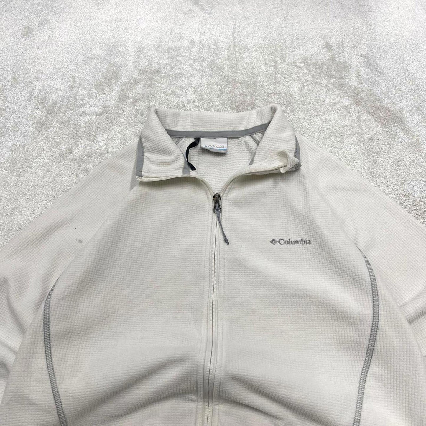 00s Columbia technical fleece XL women's white y2k style full zip up autumn casual outdoors hiking